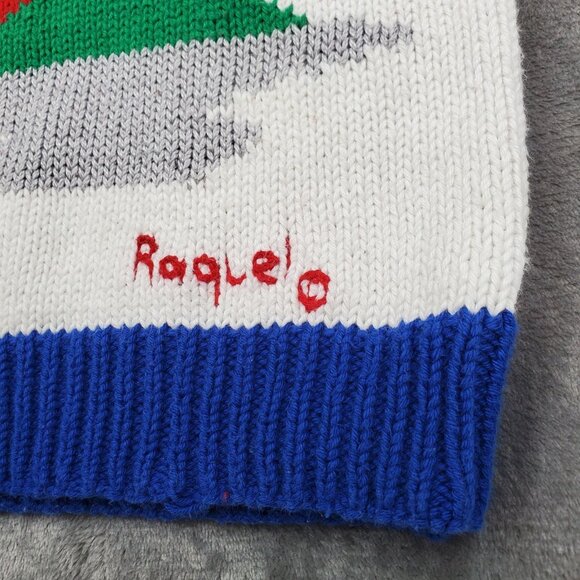 Raquel Hand Knit Sweater Peru 3D Cotton Large Wearable Art OOAK Christmas Ugly - Picture 7 of 12